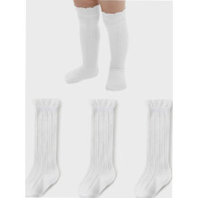 Baby Knee High Socks - Infant to Toddler, Cotton Ruffle Socks, Warm Girls & Boys Long Stockings, 3-5 Pairs