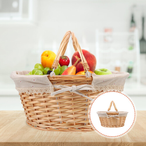 Light Brown Woven Storage Basket with Handle 1