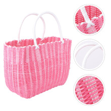 Pink Plastic Storage Basket for Home Organization with Sturdy Handles and Smooth Finish 1Pc