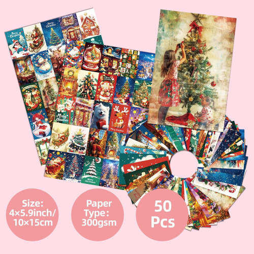 Set van 50 retro kerstkaarten en muurdecoratie 2