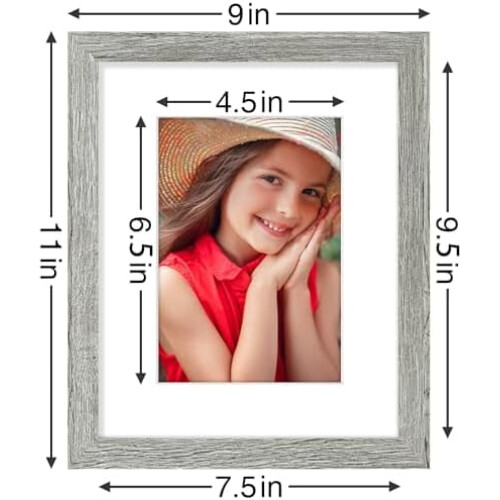 8x10 billedrammer sæt med 9 grå komposit træ med 2