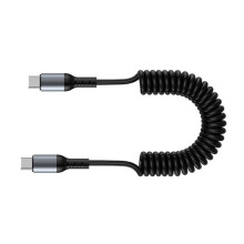 Cabo telescópico USB-C para USB-C com carregamento rápido, cabo de dados com conectores macho para macho para tablets e celulares.
