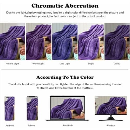 King Size Flannel Fleece Throw Blanket Purple 2