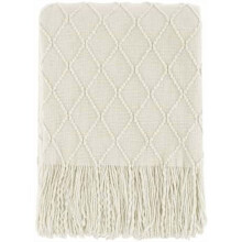 Beige Throw Blanket 50x60 Inches Throw Textured Solid Soft Sofa Couch Decorative Knit Blanket