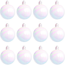 12 Clear Iridescent Christmas Ornaments