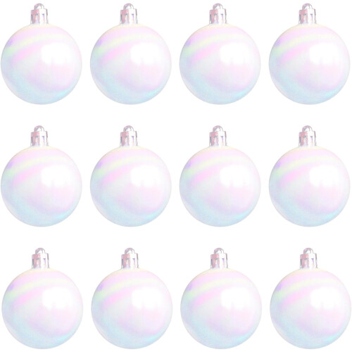 12 Clear Iridescent Christmas Ornaments