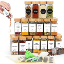 24-Piece 4oz Glass Spice Jars with Bamboo and Shaker Lids