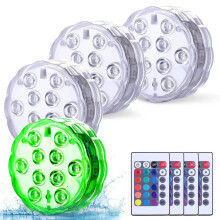 Set van 4 waterdichte RGB LED-zwembadlampen met afstandsbediening