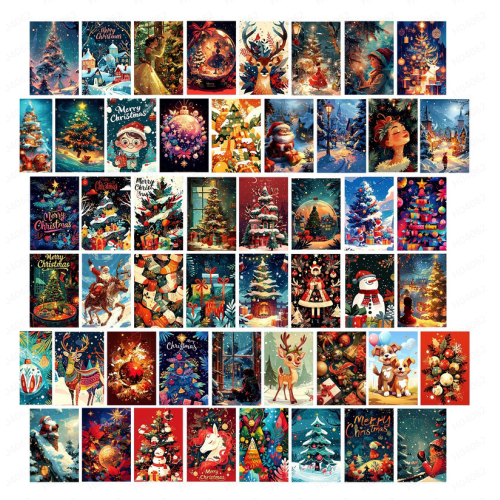 Set van 50 retro kerstkaarten en muurdecoratie 1