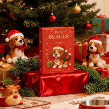 Calendrier de l'Avent Beagle 2025 - Cadeau idéal pour les amoureux des animaux - Compte à rebours de 24 jours - Décoration de Noël à suspendre