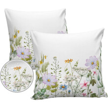 Capas de almofada decorativas para exterior com estampa de flores silvestres em aquarela, 50x50 cm.