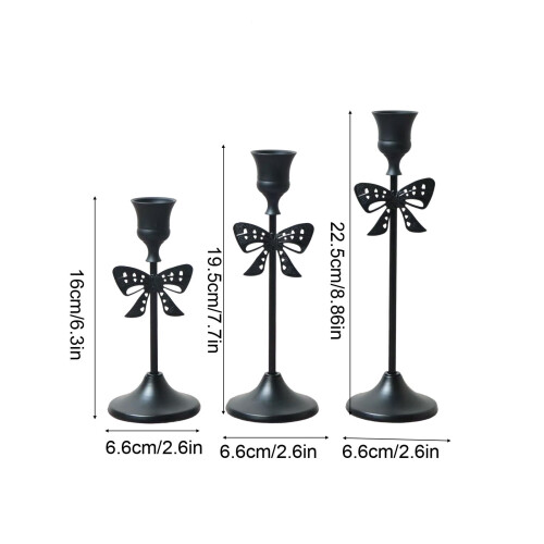 Schwarze und goldene Spitzkerzenhalter, 3er-Pack 2