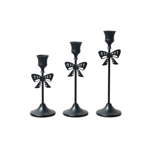 Schwarze und goldene Spitzkerzenhalter, 3er-Pack 1