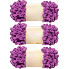 3 stuks/300 g lusgaren, 100% polyester chenille pluizig garen voor handbreien en -weven.