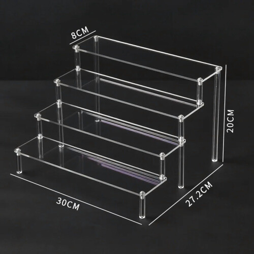 Présentoir en acrylique transparent trapézoïdal à 1-4 couches