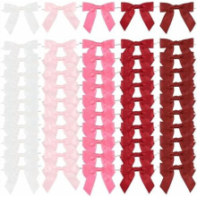Boghaí Ceangail Castacha 5 Dhath Bándearg/Dearg, 3.5", Satin, Réamhcheangailte, 50 píosa – le haghaidh Fillte Bronntanais, Bainis, Cithfholcadh