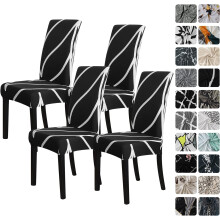 Ensemble de 4 housses de chaises de salle à manger extensibles à motifs géométriques