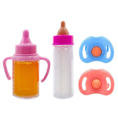Set di 4 biberon e ciucci magici per bambole.