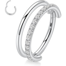 316L sebészeti acélból készült kagyló, spirál, septum, orr, bástya, lebeny, daith és tragus karika fülbevalók (16G) – Több piercinggel