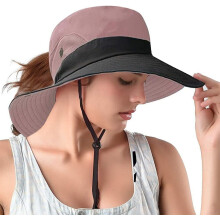 Cappello da sole a secchiello per coda di cavallo da donna, protezione UV, pieghevole, in rete, a tesa larga, ideale per escursionismo, spiaggia,