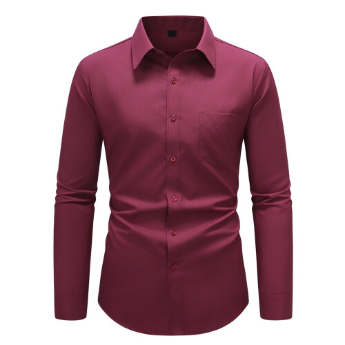 Solid Lapel Button Blouse Long Sleeve Business Wear