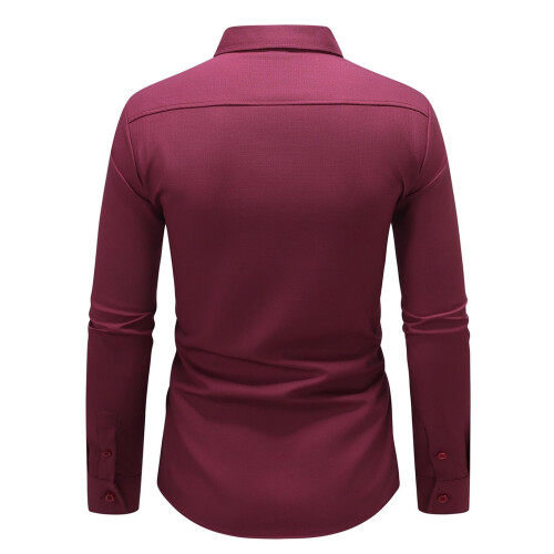 Solid Lapel Button Blouse Long Sleeve Business 2