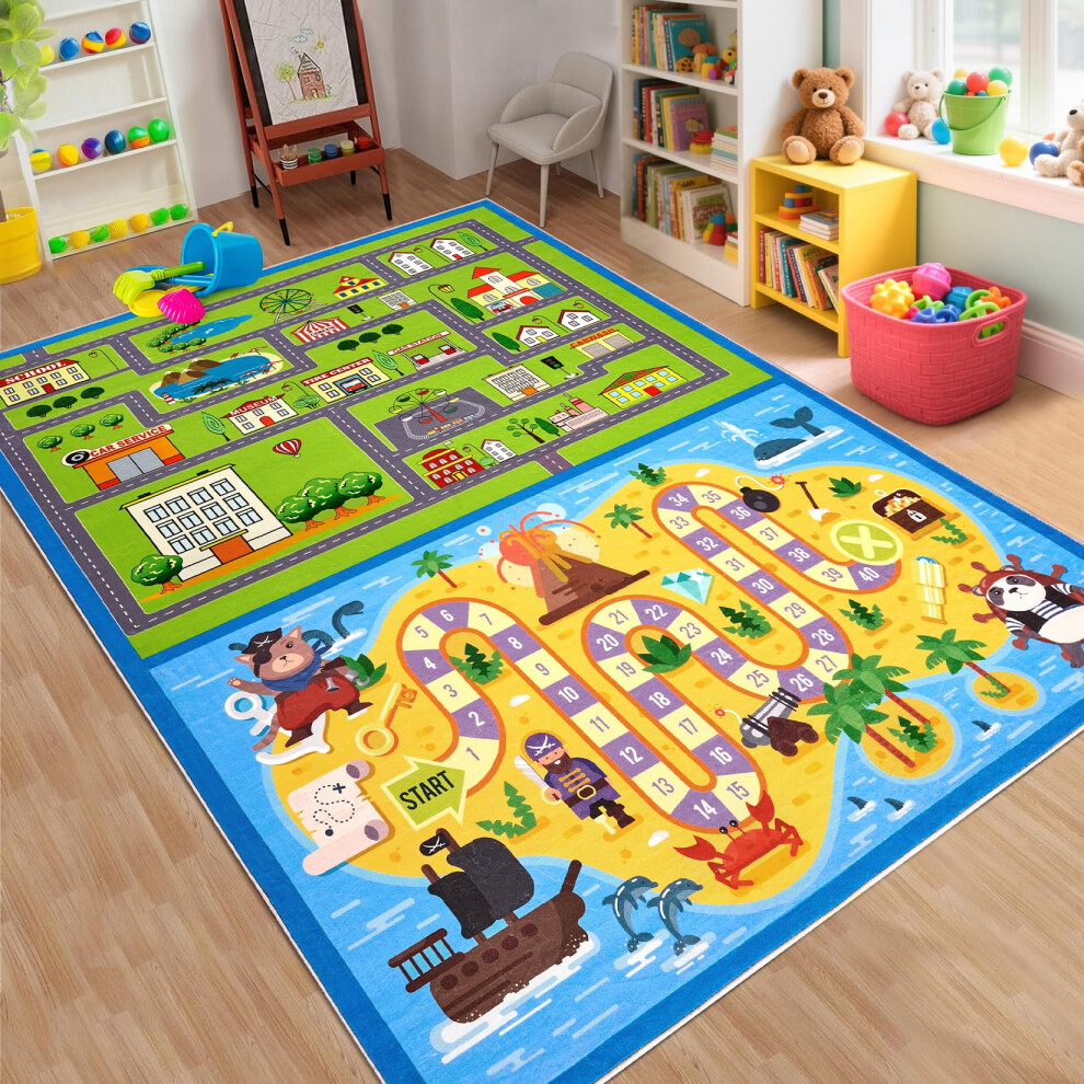 Kids Carpet 4x6 Playmat Rug – Educational Learning Play Mat, Machine Washable, Safe for Bedroom & Play Room