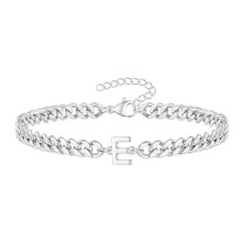 Bracciale unisex con ciondolo a lettera, catena spessa cava, regolabile con catenina di estensione, bracciale rigido con iniziale del nome, regalo