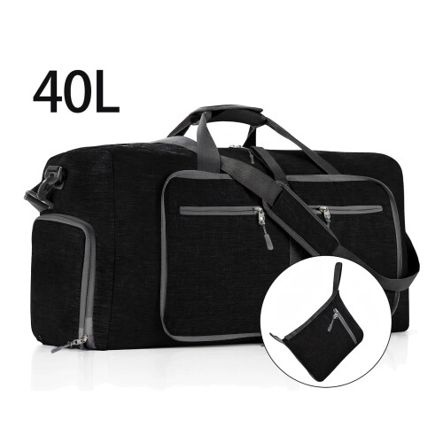 Mala de viagem dobrável de 20 polegadas (50,8 cm) e 40 litros com compartimento para sapatos, impermeável e resistente a rasgos – compatível com