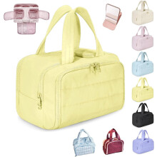 Elouva 4-in-1 Kosmetiktasche – Leichte, geräumige Kosmetiktasche mit großem Öffnungsfach und Griff (Gelb)