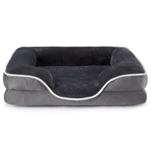 24"x18" ortopædisk hundesofa, skridsikker og æggeskum-skum stor hundesofa med vaskbart aftageligt betræk, grå