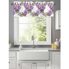 Purple Rose Watercolor Valance 42x12in Rod Pocket