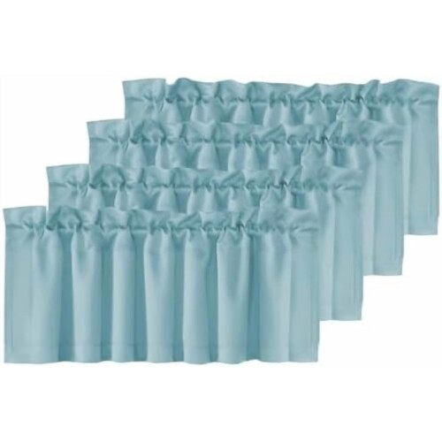 Κουρτίνες συσκότισης, 4 πάνελ 52" Π x 18", Mineral Blue, για παράθυρα, κουζίνα, σαλόνι,