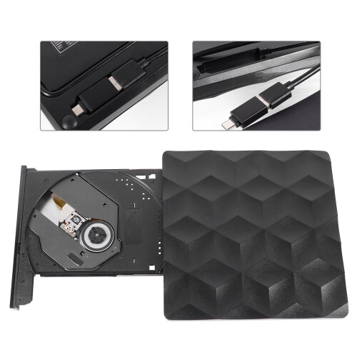 Masterizzatore DVD portatile LEDMOMO con porta USB 3.0 Type-C per laptop e computer desktop.