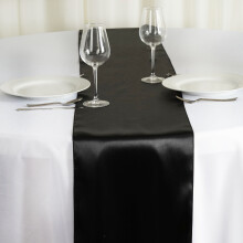 10 Stück 12" x 108" schwarze Satin-Tischläufer, Tischwäsche für Partys