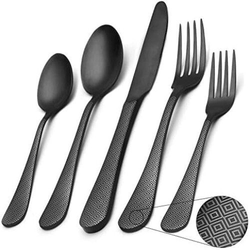 Matte Black Stainless Steel Flatware Set 20-Piece for 4
