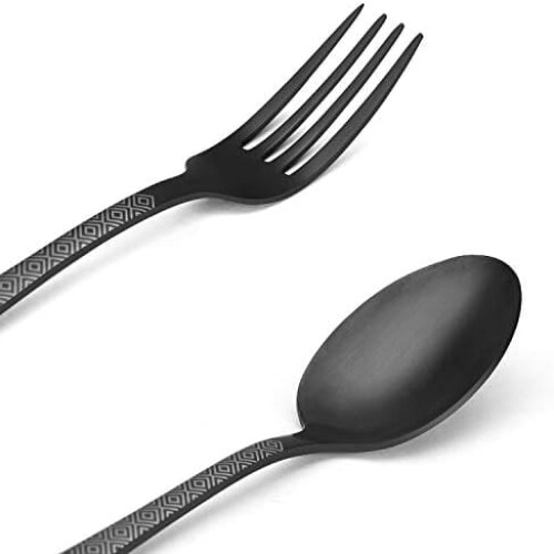Matte Black Stainless Steel Flatware Set 20-Piece for 4 2