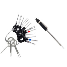 14Pcs Auto Terminals Removal Key Tool Set (Silver) & 1x Brake Pad Detection Pen Scale Brake Pad Thickness Gauge