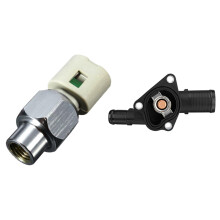 for Clio Kangoo Twingo Engine Coolant Thermostat with Housing with Power Steering Pressure Sensor