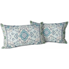 Fodere per cuscini decorativi Boho blu petrolio in cotone, set da 12x20 pollici