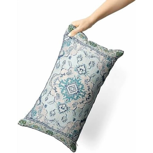 Fodere per cuscini decorativi Boho blu petrolio in cotone, set da 12x20 pollici 2