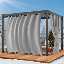 Waterproof Outdoor Curtains, 100x108", Gray, UV/Blackout/Privacy, Top & Bottom Grommets, for Patio, Porch, Gazebo, Pergola – 1 Panel
