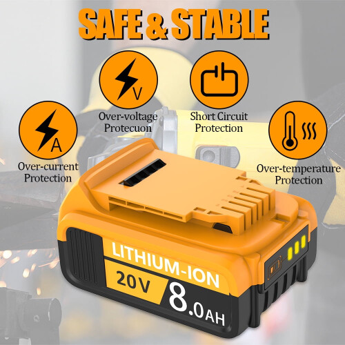 20 V 8,0 Ah:n litiumioniakku DeWalt DCB200:lle 1