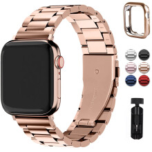 Kompatibel med Apple Watch, 40 mm metallarmband – justerbart iWatch-armband med fodral för serie 7, 6, 5, 4, 3, 2, 1 och SE