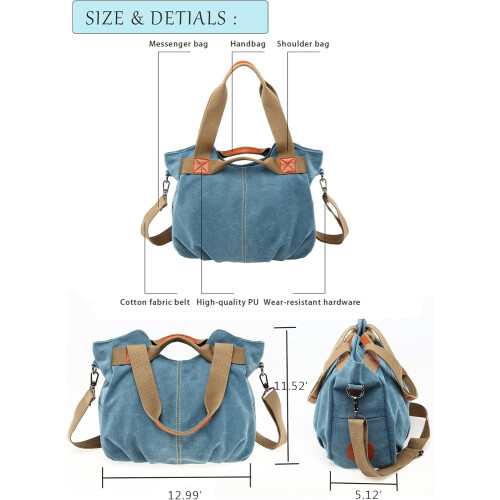 Γυναικείες τσάντες γυναικών Vintage Hobo καμβά καθημερινή τσάντα ώμου Tote τσάντα αγορών 1