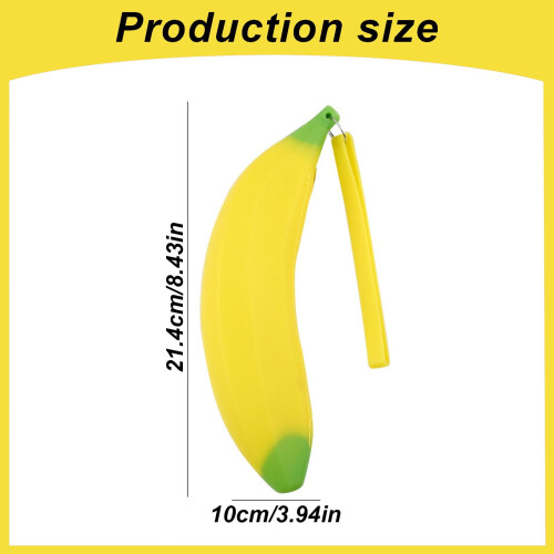 Trousse à crayons en silicone jaune banane grande capacité 2