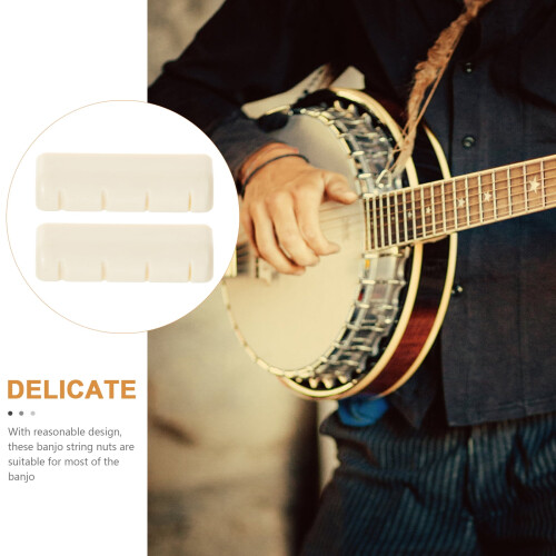 Banjo Replace Nut Ukulele Saddle Bone Mandolin Accessories Adjust Abs White 2 Pcs 2