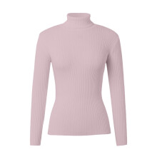 Suéter feminino de outono, manga comprida, gola alta, cor sólida, estampa de ovelha, tricô folgado, roxo claro.