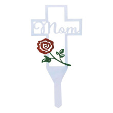 Metal Cross Garden Stake for Mom – Cemetery Memorial Grave Marker, Compatible with Outdoor Use