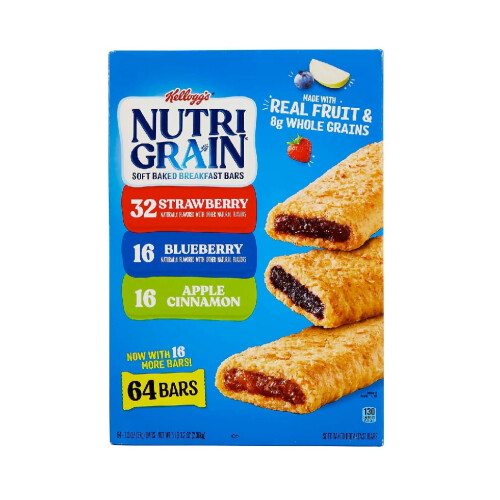 Nutri-Grain Breakfast Bars, Variety Pack, 1.3 oz, 64 ct 1PK